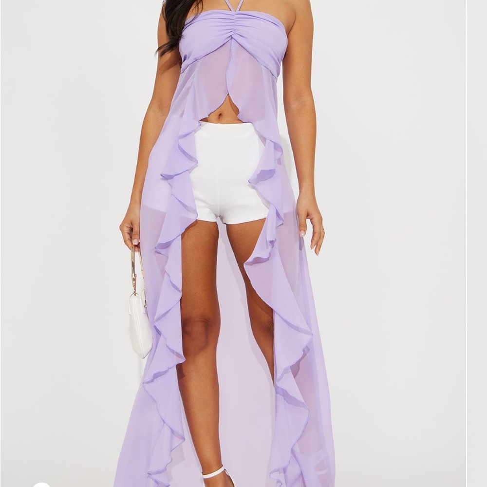 Chic Strapless Lavender Dress